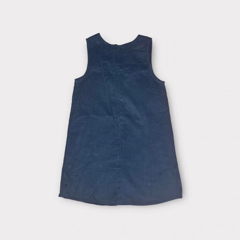 Gymboree 2013 Floral Applique Navy Blue Corduroy Sleeveless Retro Dress
